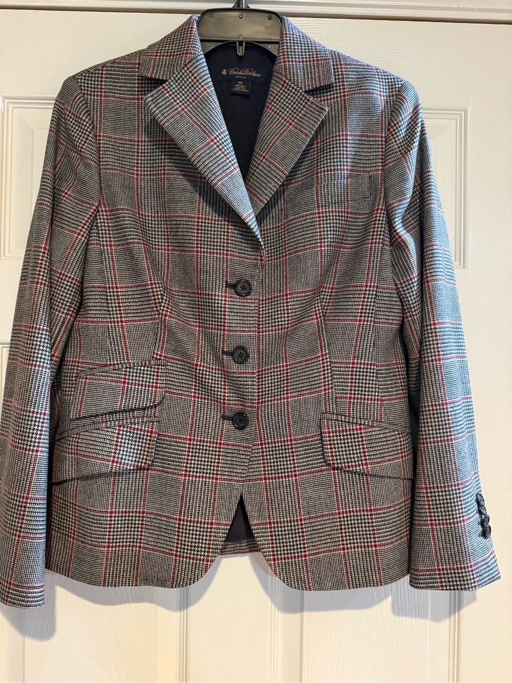 Brooks Brothers 100% Wool Glen Plaid Blazer Silk Lined Petite 10P